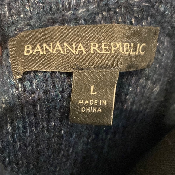 Banana Republic Sweater Mitzi Hoodie Wool Alpaca Blend Navy Blue Size Large - Picture 2 of 10